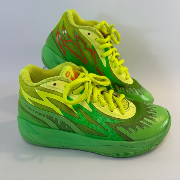 HTF Puma LaMelo Ball MB.02 Nickelodeon Slime\u200e Size 3 Kids Shoes 377610-01